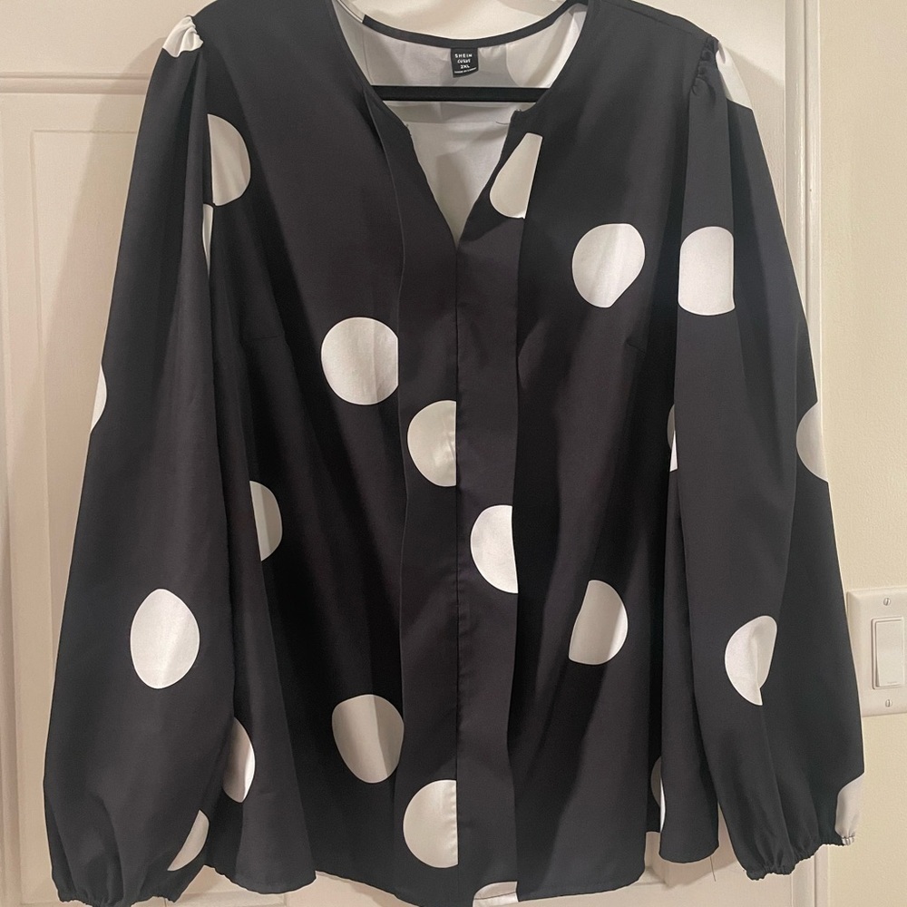 Black and White Polka Dot Top